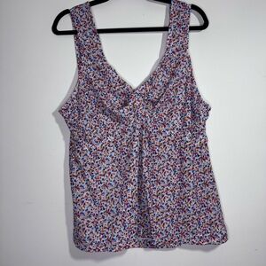 Cabi XL Multicolor Confetti Print Sleeveless Blouse Draped Neck NWOT